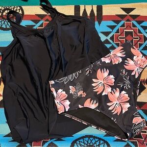 Black and Pink Floral Women's Swimsuit